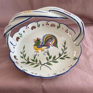 Colorful Rooster Ceramic Basket